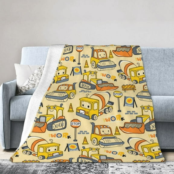 Wijzvio Truck Construction Vehicles Throw Blanket Soft Fuzzy Fleece Blanket For Couch Bed Living Room Decoration 40"X30"