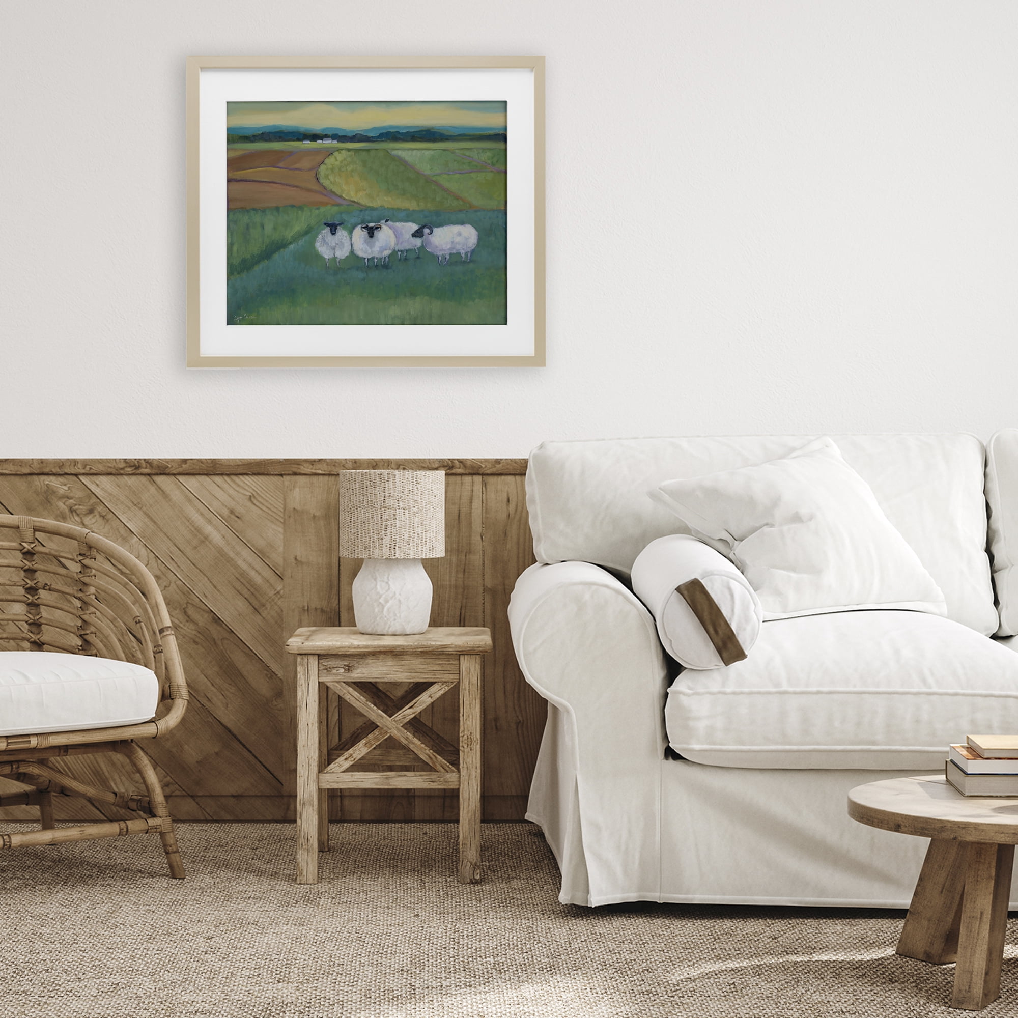 Stupell Industries Sheep Herd Meetup Birch Framed Print Under Glass, design by Lynn Ericson Fine Art