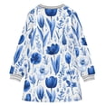 thumbnail image 6 of Girls' long-sleeved dress Flowers Blue Girls' A-line dress with ribbed cuffs Soft and comfortable, 6 of 6