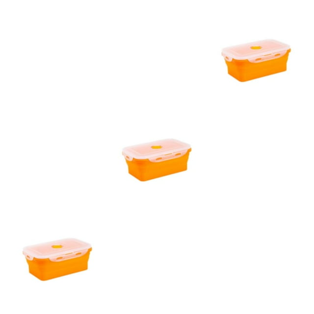 ZheElen Silicone Lunch Box Food Grade Silicone For Safe And Healthy Meals On Go orange 1200ml 3Set