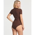 thumbnail image 3 of Real Essentials 3 Pack: Women's Round Neck Short Sleeve Ribbed Shapewear Bodysuit Shirt Tops - (Available in Plus Size), 3 of 6