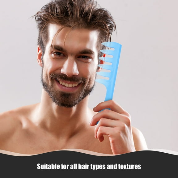LEORX Blue Wide Tooth Plastic Comb Vintage Style Hair Scalp Massage Styling Tool