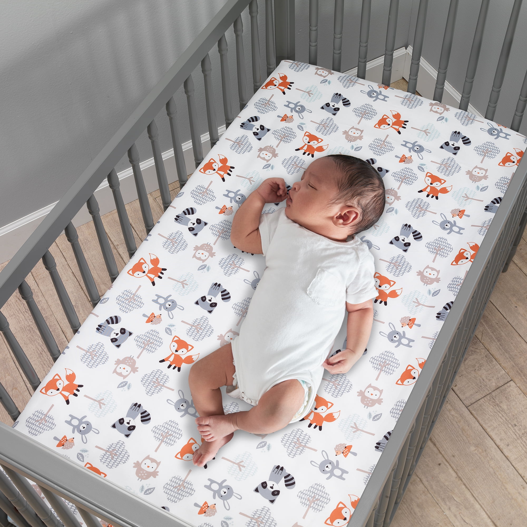 Bedtime Originals Woodland Friends 3-Piece Animals Mint/Gray Crib Bedding Set
