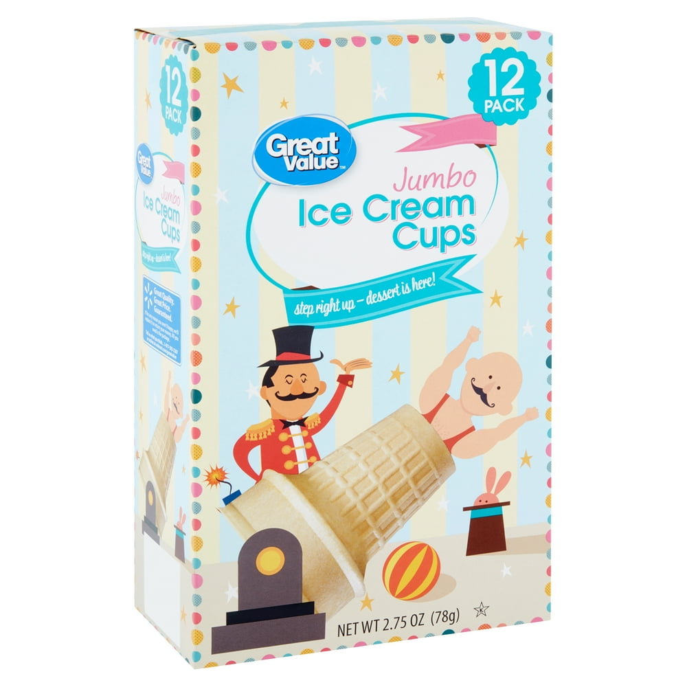 Great Value Jumbo Ice Cream Cups, 2.75 Oz., 12 Count