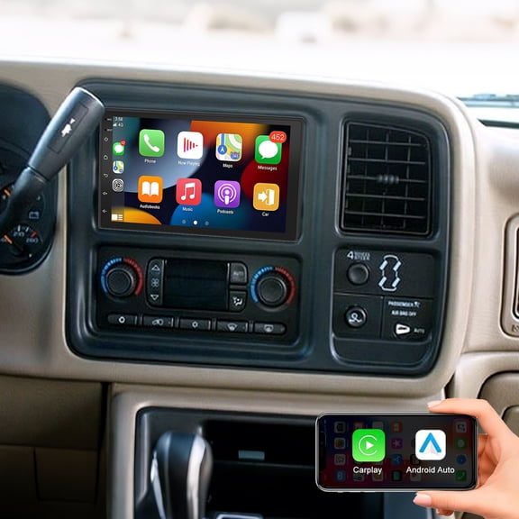 Gsuatey 2G 32G Android Car Stereo for GMC Sierra 1500 2500 2003-2006, 7" Touchscreen with Wireless Carplay Android Auto, GPS Navigation Bluetooth WiFi FM/RDS EQ Rear Camera