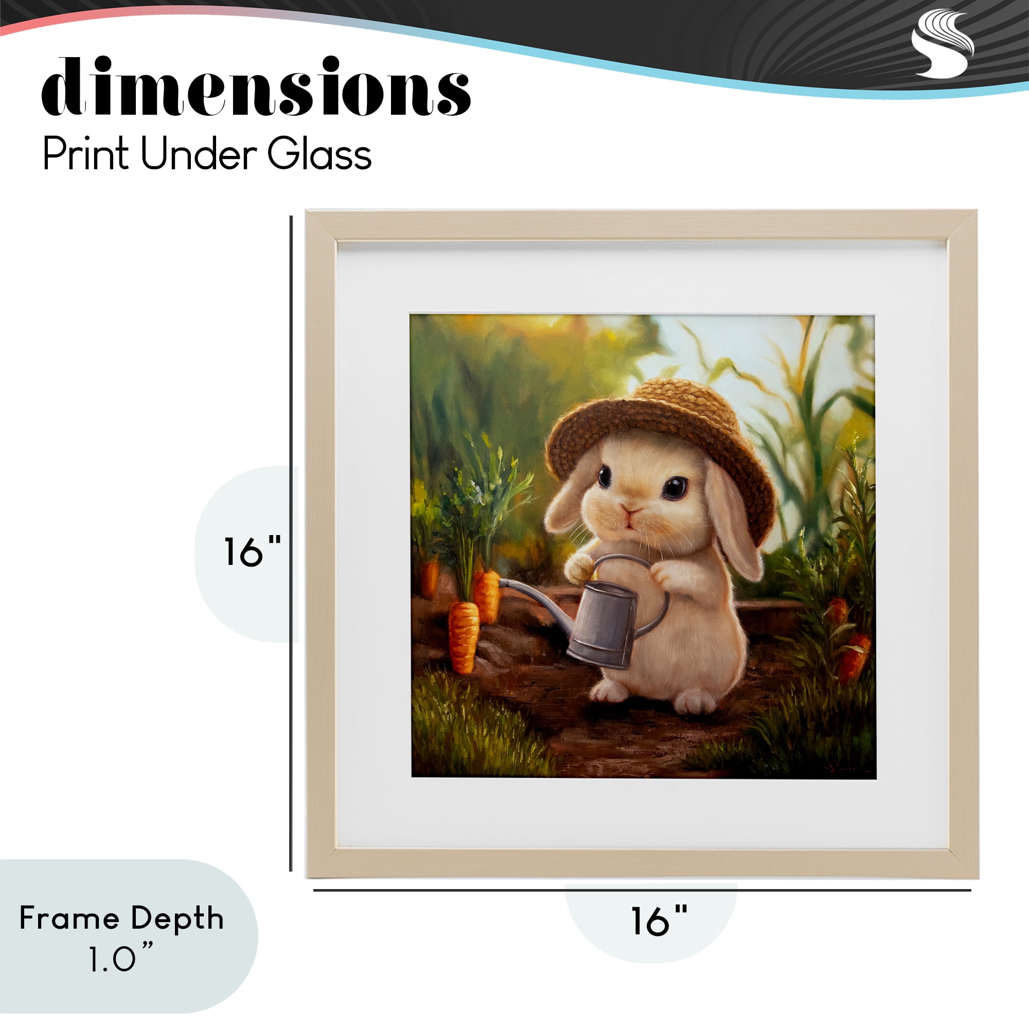 Stupell Industries Bunny with Carrot Garden Birch Framed Print Under Glass, design by Lucia Heffernan