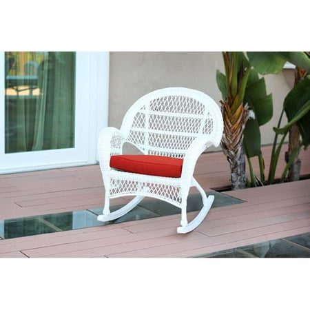 Jeco Inc. Wicker Rocker Chair with Cushions (Set of 4)