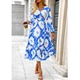 thumbnail image 3 of Vestido PRETTYGARDEN Mujer Floral Midi Cuello en V Manga Larga XL, 3 of 9