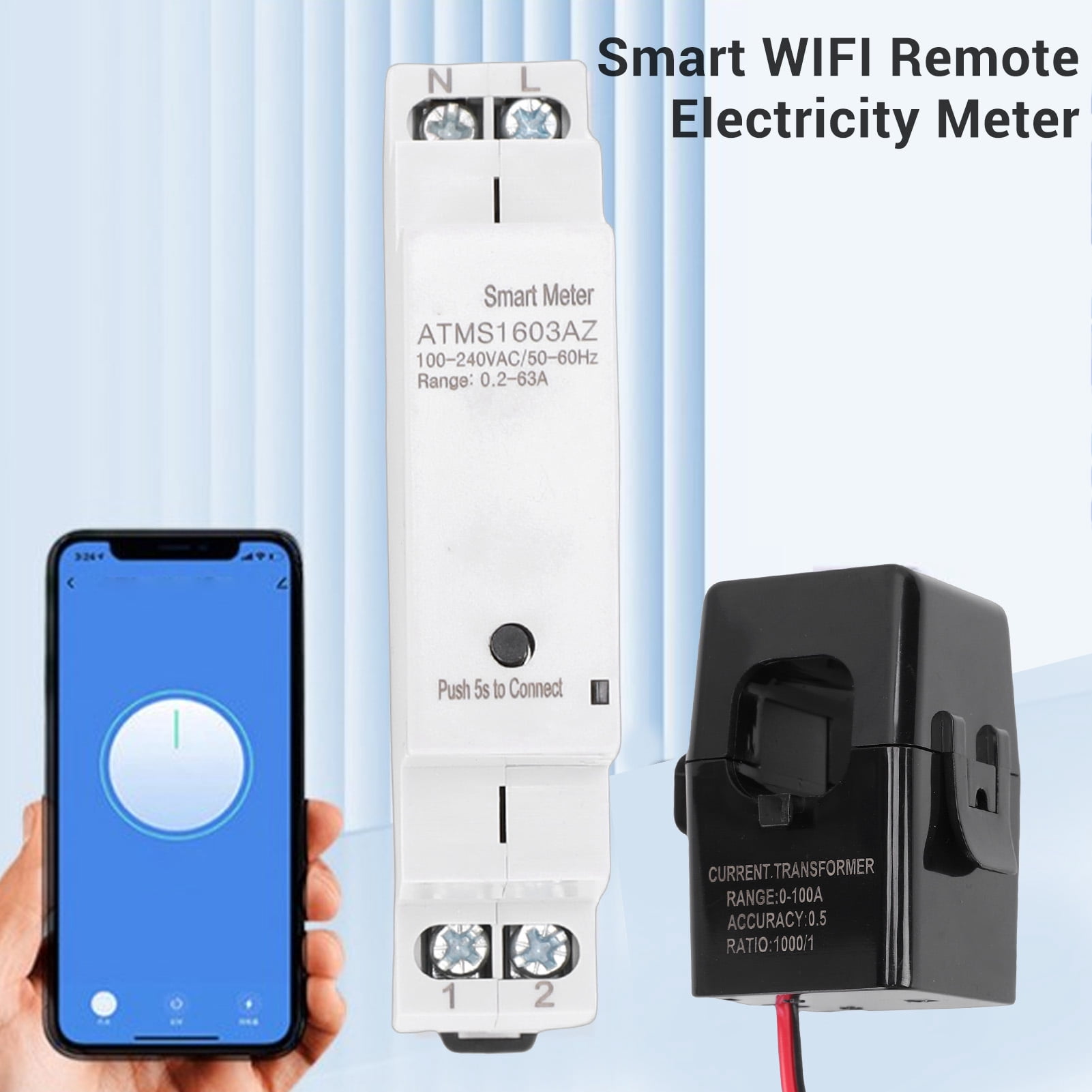 YAHHU ATMS1603AZ Smart Energy Meter DIN Rail Single Phase Real Time WiFi Monitor 100-240V 0.2-63A