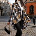 thumbnail image 2 of LTTVQM Womens Plaid Peplum Hem Shacket Jacket Button Open Front Lapel Long Sleeve Trench Coat Fall Winter Outfits Khaki L, 2 of 7