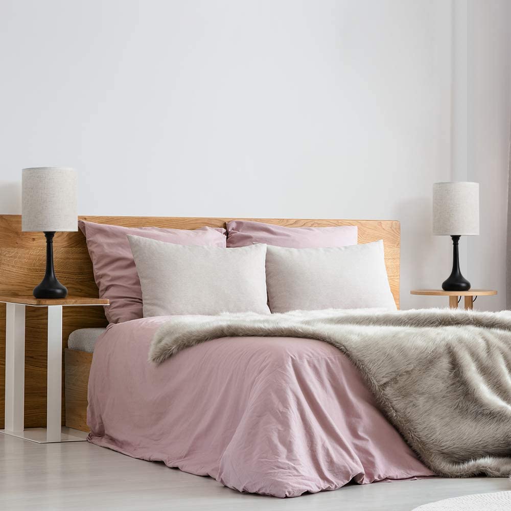 Set of 2 Black Modern Bedroom Nightstand Lamp by Oumilen