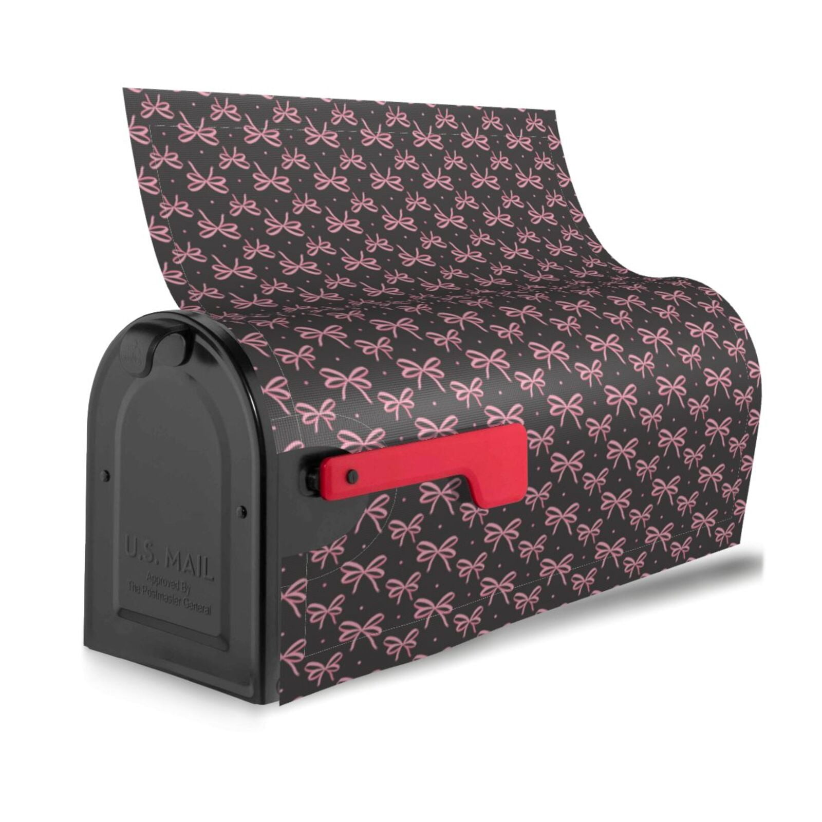 Xecao pink bow for Mailbox Cover with Magnetic Strips, Waterproof and Sunscreen, Adds a Decorative Touch to Your Garden Yard-21x18 in
