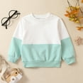 thumbnail image 2 of HCNTES Toddler Baby Boy Fall Winter Clothes Color Block Long Sleeve Crewneck Sweatshirt Oversize Pullover Casual Outfit(3-6 Months,G267-Blue), 2 of 3