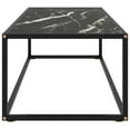 thumbnail image 2 of vidaXL Table Basse Noire avec Verre Effet Marbre Noir 120x50x35 cm, 2 of 4