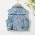 thumbnail image 5 of Otqutp Girls Denim Vest Button Down Sleeveless Jean Jacket Outerwear with Pockets Vintage Retro Lapel Cowboy Clothes, 5 of 7