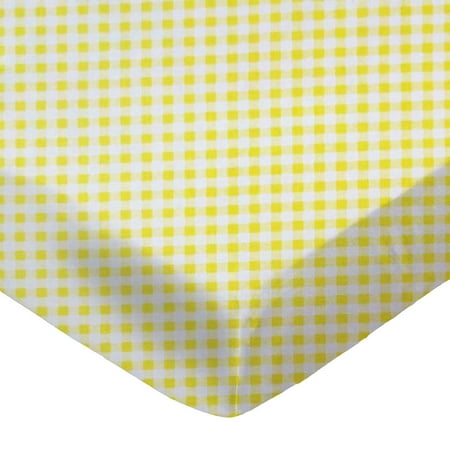 SheetWorld Fitted 100% Cotton Percale Play Yard Sheet Fits BabyBjorn Travel Crib Light 24 x 42, Yellow Gingham Check