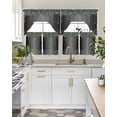 thumbnail image 4 of Black Grey Swag Kitchen Curtains Sets for Windows 24 Inch Length, Modern Abstract Diamond Luxury Gradient Short Window Curtain Panels Swags Valances and Tiers 3 Piece Set for Cafe/Dining Room, 4 of 5