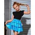 thumbnail image 3 of Falda metálica con volantes brillantes para niñas, azul celeste, talla 6-7, 3 of 7
