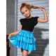 thumbnail image 3 of Falda metálica con volantes brillantes para niñas, azul celeste, talla 6-7, 3 of 7
