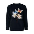 thumbnail image 4 of Puliio Women's Sweatshirts Colorful Butterfly Print Round Neck Raglan Casual Pullover Sweatshirt Long Sleeve Loose Fit Comfy Sweater Tops, 4 of 5