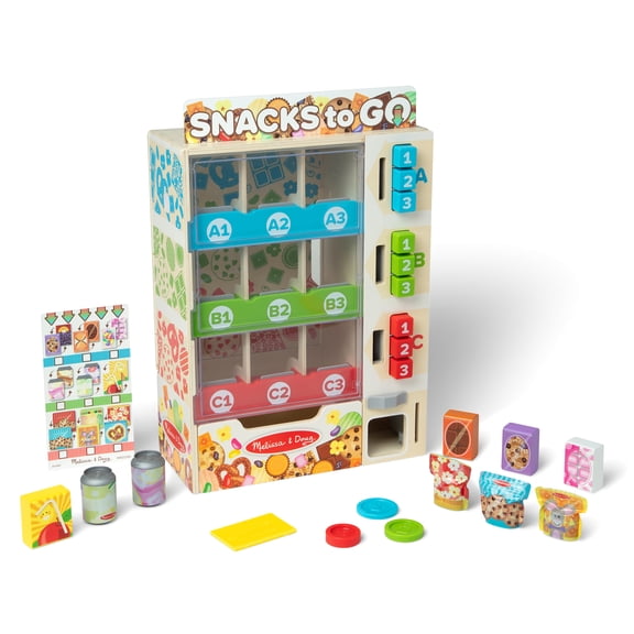 Melissa & Doug Sort, Stock, Select Wooden Vending Machine Play Set, Wooden Toy Play Food for Boys and for Girls 3 