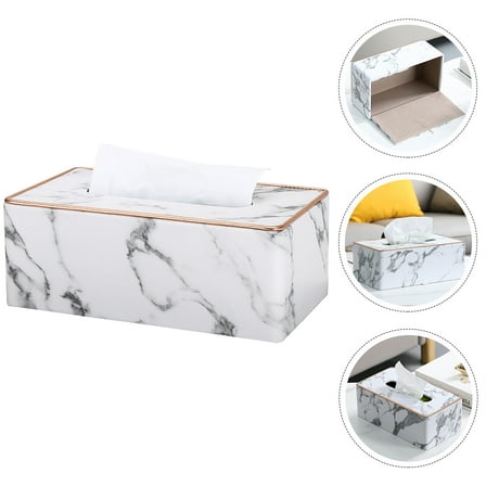Masteelf  Marble Pattern Paper Box Organizer Napkin Holder Towel Office