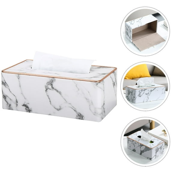 Masteelf  Marble Pattern Paper Box Organizer Napkin Holder Towel Office