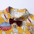 thumbnail image 3 of GYRATEDREAM Toddler Baby Boy Summer Clothes Set Leave Floral Short Sleeve Button Down Shirt Shorts Gentleman Outfits,Size 9-12 Months, 3 of 8