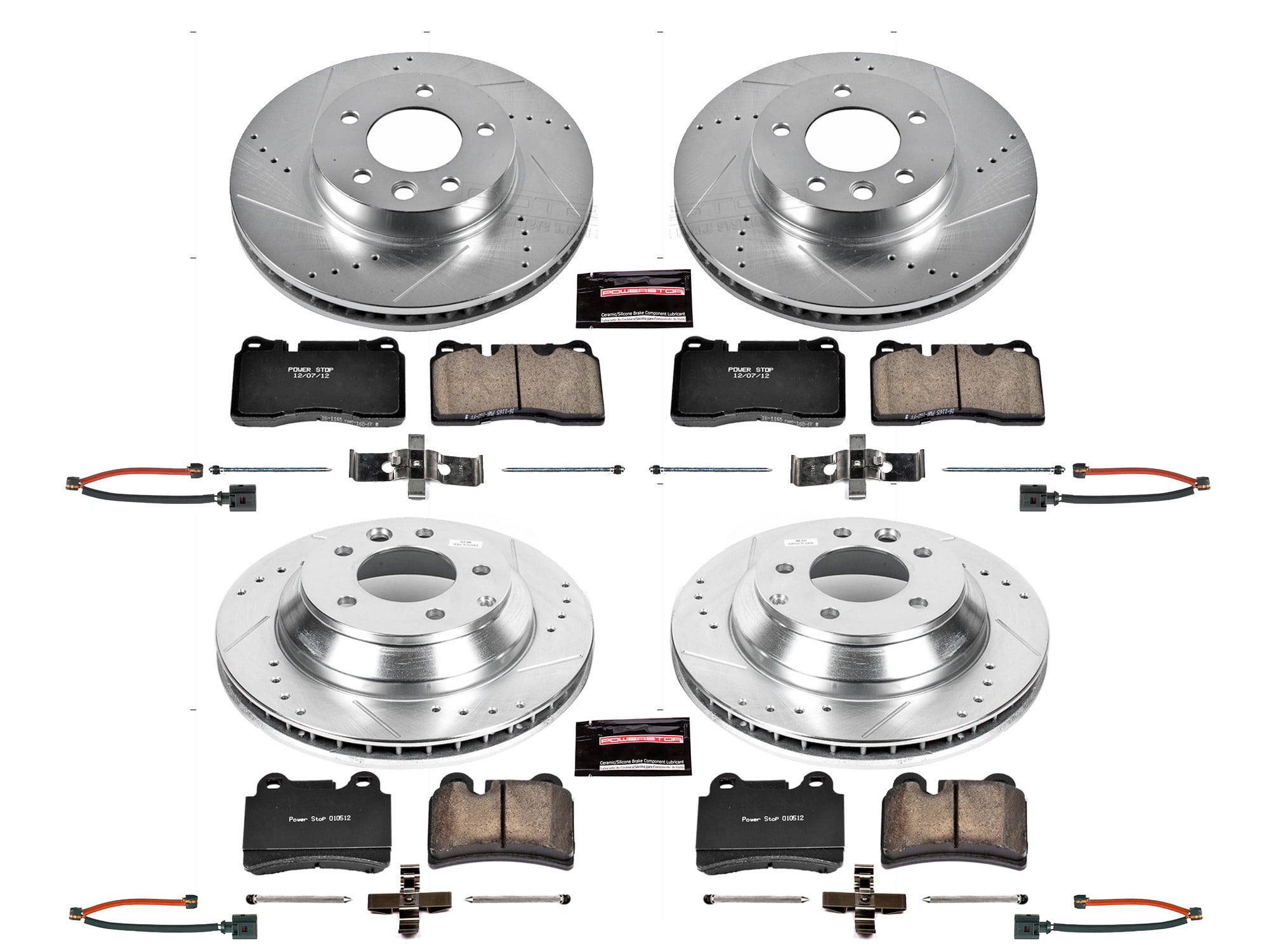 PowerStop Front and Rear Z23 Evolution Sport Carbon-Fiber Ceramic Brake Pad and Drilled & Slotted Rotor Kit Fits: VOLKSWAGEN Select Models K4108