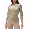 thumbnail image 2 of MODA NOVA Women's Blouse Metallic Shiny Star Print Long Sleeve Round Neck Shirt L Beige, 2 of 5