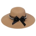 thumbnail image 1 of Mujeres Bowler sombrero de paja de encaje de perlas Bowknot Wide Brim Visera plegable sombreros para la playa al aire libre Seaside, 1 of 5