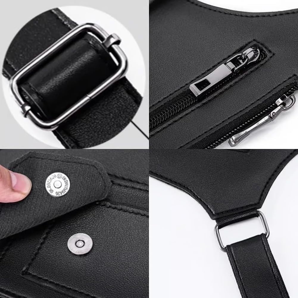 Leather Shoulder Bag, Adjustable Underarm Strap Wallet Anti Pickpocket Accessories, Underarm Shoulder Bag for Men and Women