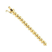 Real 14kt Yellow Gold Faceted San Marco Chain Bracelet; 7 inch; for Adults and Teens; for Women and Men