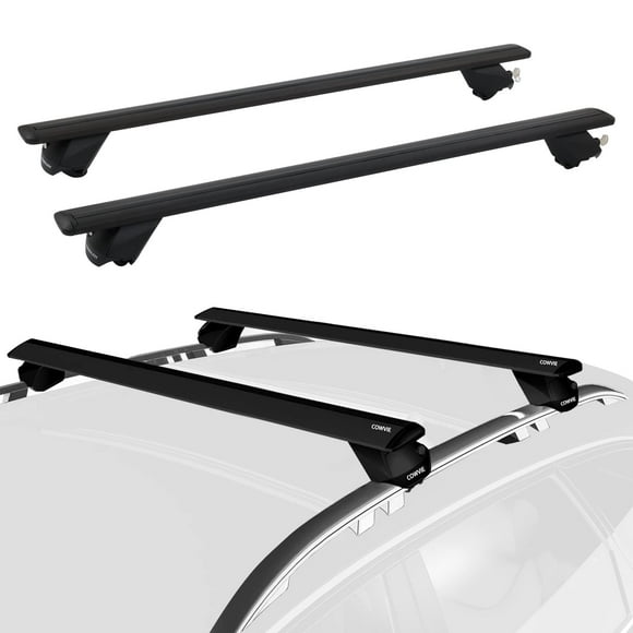 COWVIE 53" Pro Universal Roof Rack Cross Bars with keyed Locks Fully Assembled- Fit Raised Rails, Black