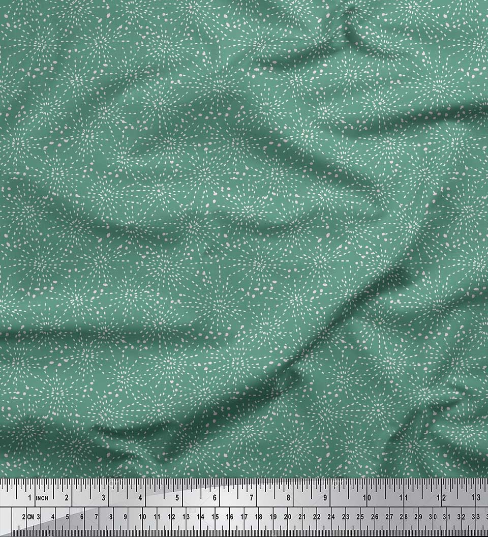 Soimoi Green Velvet Fabric Brush Stroke & Dots Abstract Print Fabric by Yard 58 Inch Wide