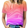 thumbnail image 2 of Female T-Shirt Abstract O Neck T-Shirts Short Sleeve Gradient Print Modern Design Tops Streetwear Top Tees Big Size 6XL, 2 of 5