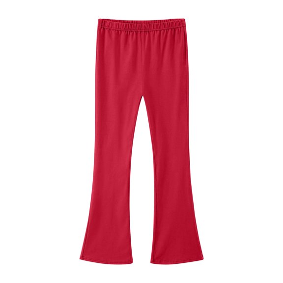 nerohusy Girls Yoga Flare Leggings Elastic High Waisted Bell Bottoms Pants Casual Solid Color Outerwear Full Length Pants Red,9 Years