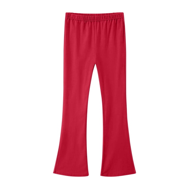 Jalioing Girls Yoga Leggings Solid Flare Leg Casual Tights Pants Girls Cotton Full Length Leggings 3-14 Years
