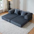 thumbnail image 5 of CQSXDA Foldable 59 Inch Corduroy Sofa Bed With Cylindrical Pillow And Fixed Frame For Living Room Or Bedroom Use, Gray, 5 of 16