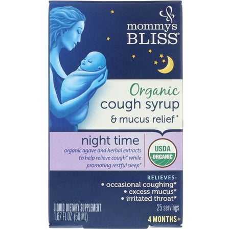 Mommy s Bliss  Organic  Cough Syrup   Mucus Relief  Night Time  4 Months    1 67 fl oz  50