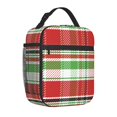 thumbnail image 4 of YFYANG Reusable Adult / Children Portable Lunch Bag, Christmas Checkered Stripe Pattern Hands-Free Buckle Handle Insulation / Cold Bag for School, Work, Picnics, Travel, 4 of 6