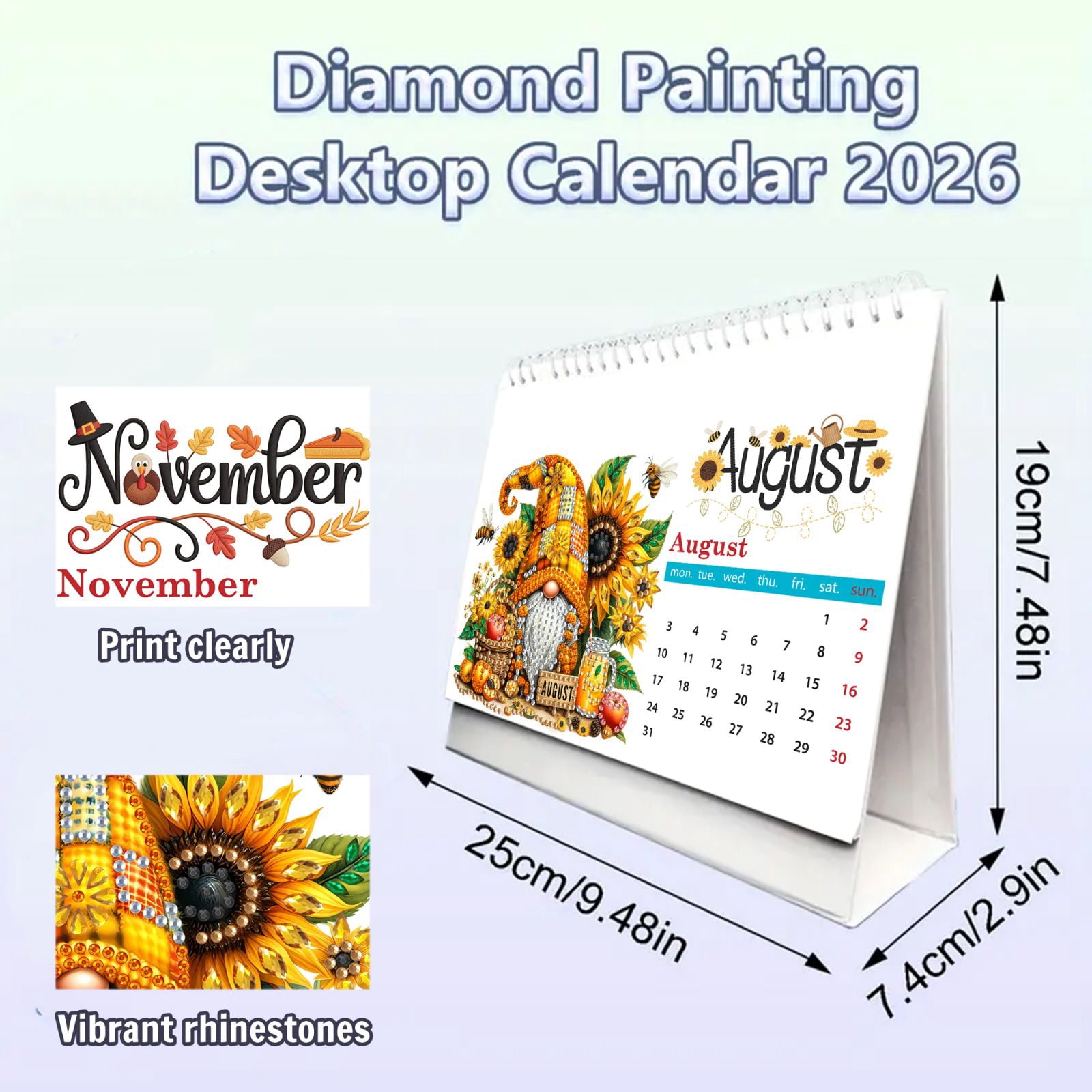 FLOPESN 2026 DIY Diamond Art Painting Desk Calendar,Thick Paper Monthly Flip Tabletop Calendars for Office Home Decor Planning-Goblin