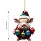 thumbnail image 3 of Colgante navideño de acrílico con forma de cerdo y coche plano para árbol de Navidad, 3 of 3