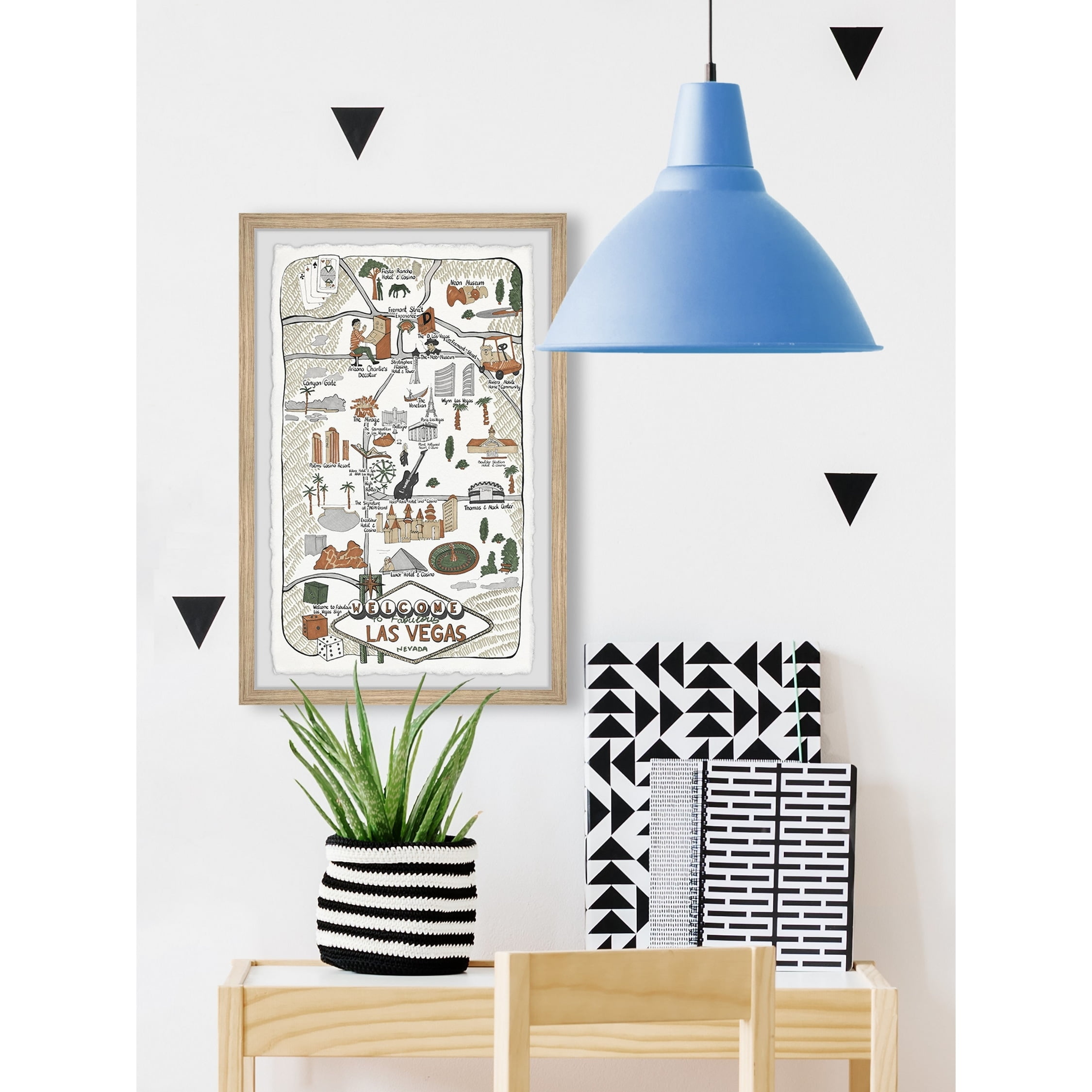 Marmont Hill Illustrated Map of Las Vegas Strip Framed Wall Art, 8" x 12"