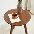 thumbnail image 3 of Hassch Farmhouse Solid Wood Round Side Table in Walnut Finish, 3-Leg Small End Table w/ Non-slip Feetpads, Versatile Accent Table for Living Room, Bedroom, or Office, 3 of 8