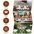 thumbnail image 7 of Black White Plaid Rooster Round Tablecloth, Fitted Table Cover with Elastic for 45"-54" Round Tables, Vintage Farmhouse Checkered Rustic Table Cloth Outdoor Dinning Party Waterproof Tablecloths, 7 of 7