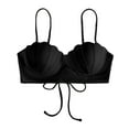 thumbnail image 5 of sunsanly Women Bikini Bra Push Up Padded with Wire Spaghetti Strap Solid Color Swimming Seashell Shape Lace Up Beach Swimming Top Women Clothes, 5 of 8