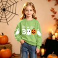 thumbnail image 2 of RUTAYY Girls Crewneck Sweatshirt Halloween Ghost Pumpkin Graphic Long Sleeve Kids Tops Casual Party Wear, Dark Green, 2 of 5