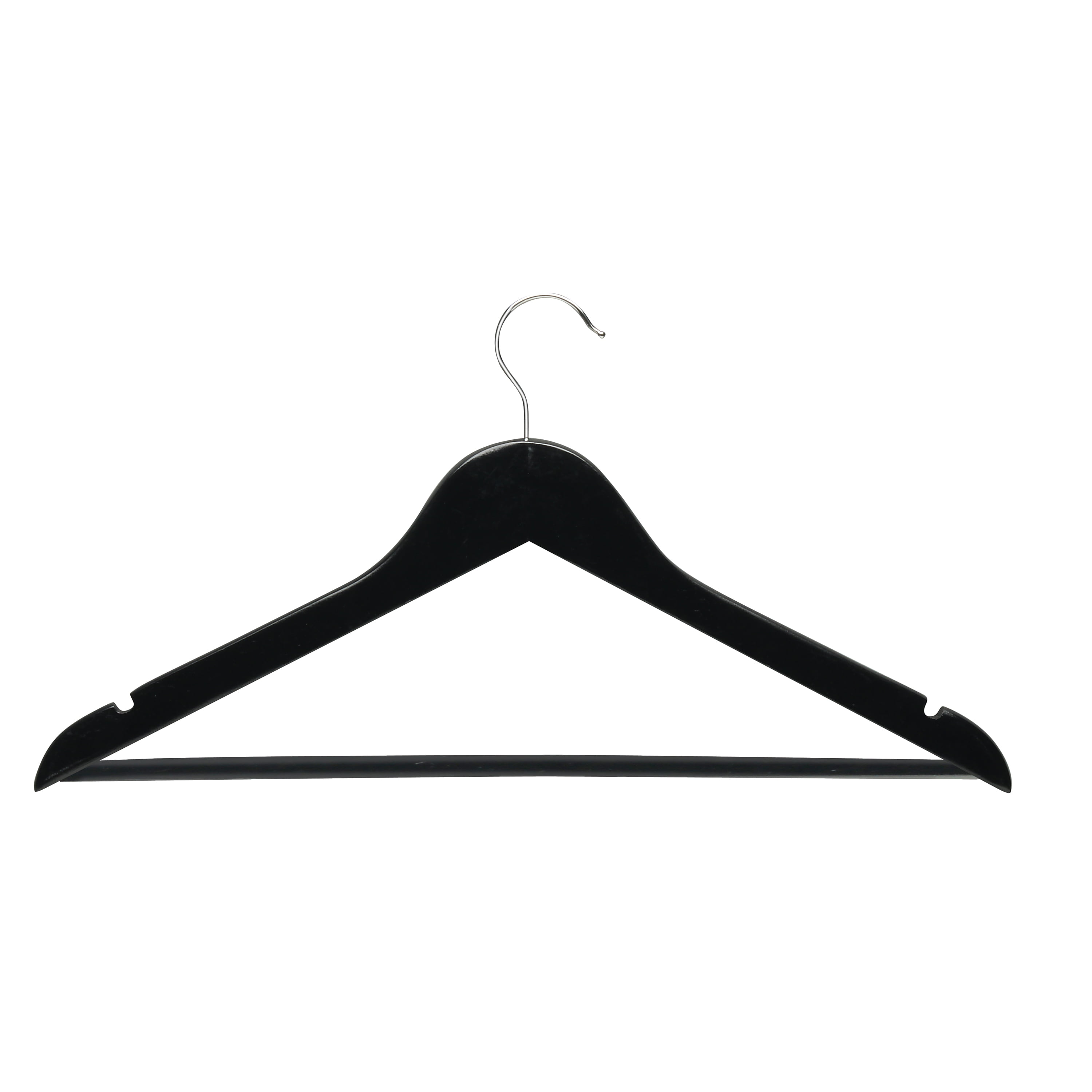 Black Wooden Contoured Suit Hangers with Notches, 8-Pack - Walmart.com ...