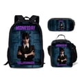 thumbnail image 4 of Wednesday Backpack 3PC Backpack Set School Backpack with lunch Box pencil case fans gift for Boys Girls, blue-37, 4 of 5